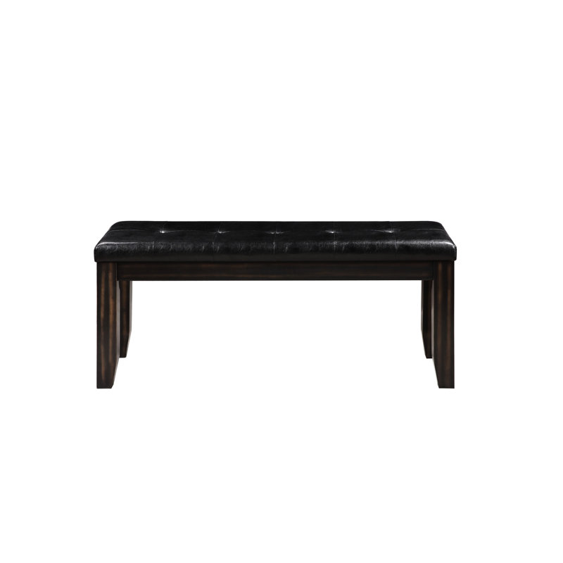 Banc en similicuir noir de style transitionnel avec finition, configuration en kd, coussin de siège en polyuréthane, fabrication en bois, 48 pouces de largeur, 20 pouces de hauteur, 16 pouces de profondeur, 100 lb de structure, hauteur, capacité