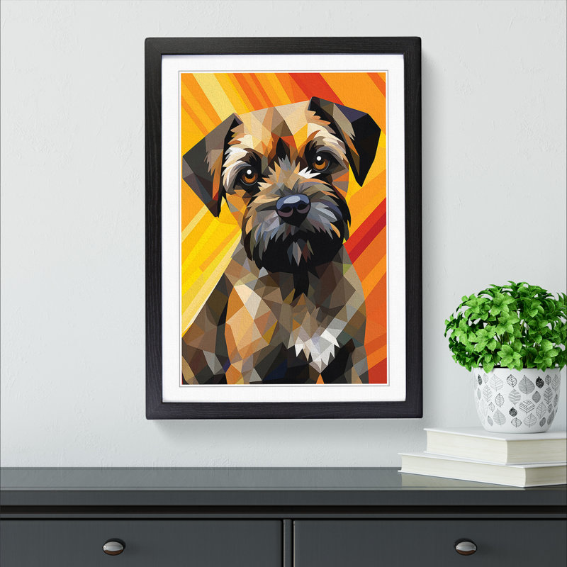 Border Terrier Op No.2 - Single Picture Frame Print on Wood, Black Framed, 46cm H x 34cm W x 2cm D