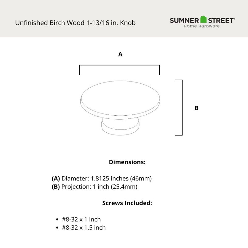 Oversized 1-13/16" Diameter Round Knob