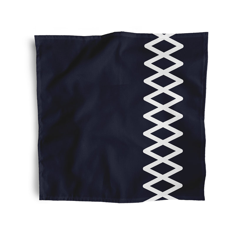 Lathaniel Polyester Geometric Square Napkin, Navy