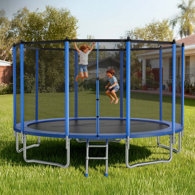 Outdoor Trampoline, 15FT Round Recreational Trampoline with Enclosure Net, ASTM Approved, Heavy Duty Trampolines, Max 470 lbs Weight Capacity, Anti-Rust Backyard Trampolines for Kids & Adults
