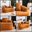 Causeuse courbée orange élégante - Canapé ultra-moelleux en chenille 30D pour coins confortables et petits espaces, L 65 po, aucun assemblage requis-2012021860