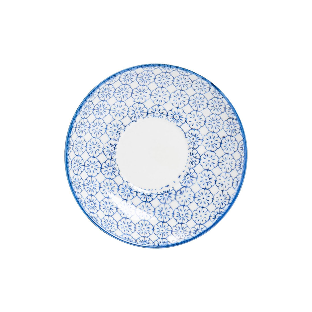 Nicola Spring - Hand-Printed Cappuccino Saucer - Navy