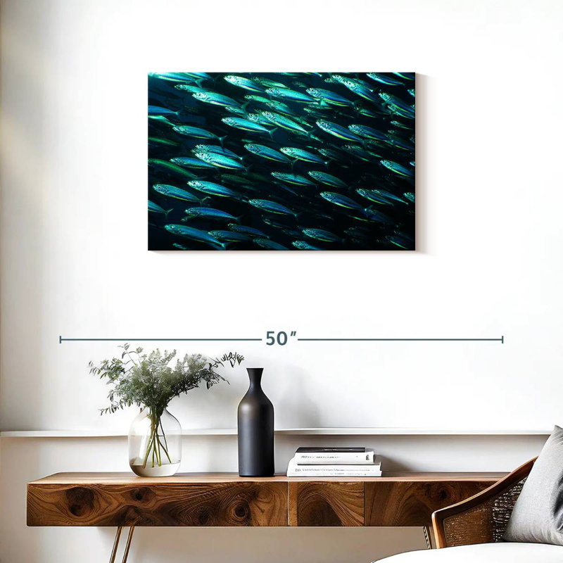 Brampt banc de poissons, H 20 po x l 30 po