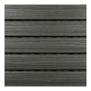 12" x 12" Plastic Interlocking Deck Tile in Driftwood Gray