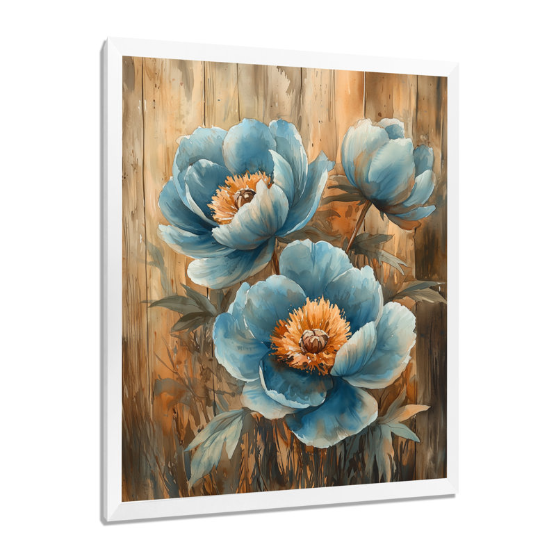 Castlebourne - Décoration murale florale, H 40 po x l 30 po, Reproduction encadrée, Blanc