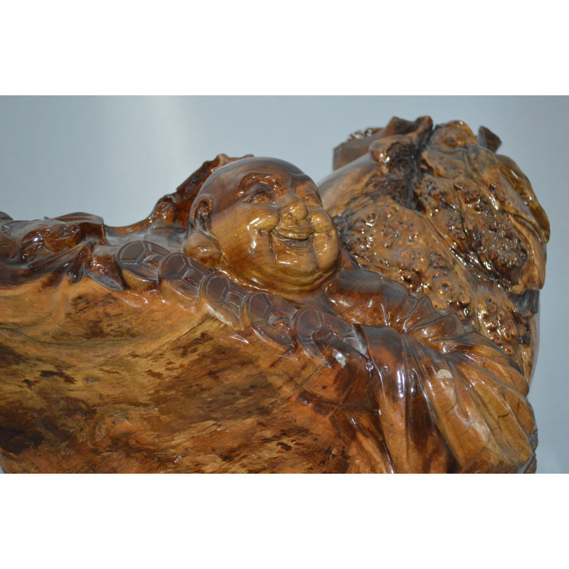 Bouddha sculpté en bois CC6 - Taille: L 26 po x l 20 po x H 29 po.