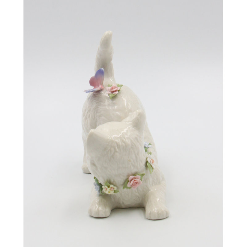 Cat With Butterfly Musical Figurine
