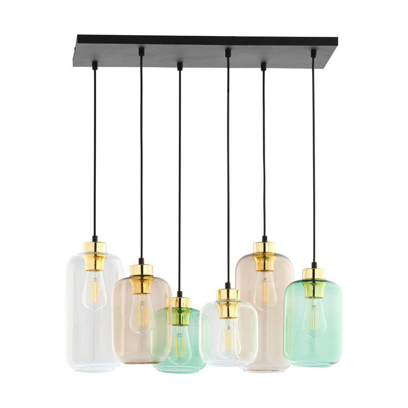 Lampa Wiszaca Bobbye targetony 6xE27, Transparent/Green