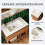 Base de meuble-lavabo mural simple de 30 po avec tablette ouverte en noyer naturel (lavabo non inclus)-340339359