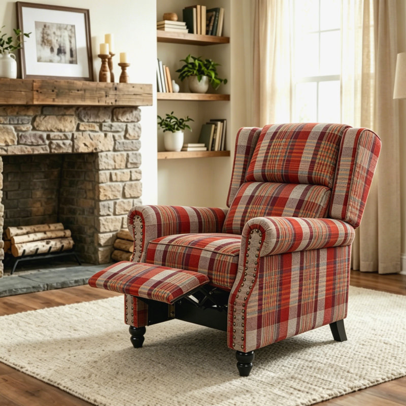 87.5cm Wide Glider Standard Recliner, Red Linen