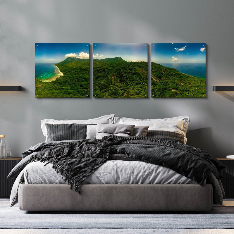 «Seychelles - Inside Siloutte Island» par Epic Portfolio, art mural en verre acrylique, ensemble de 3 pièces