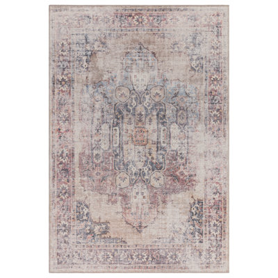 Mason Machine Woven Cotton Beige/Pink Indoor Rug