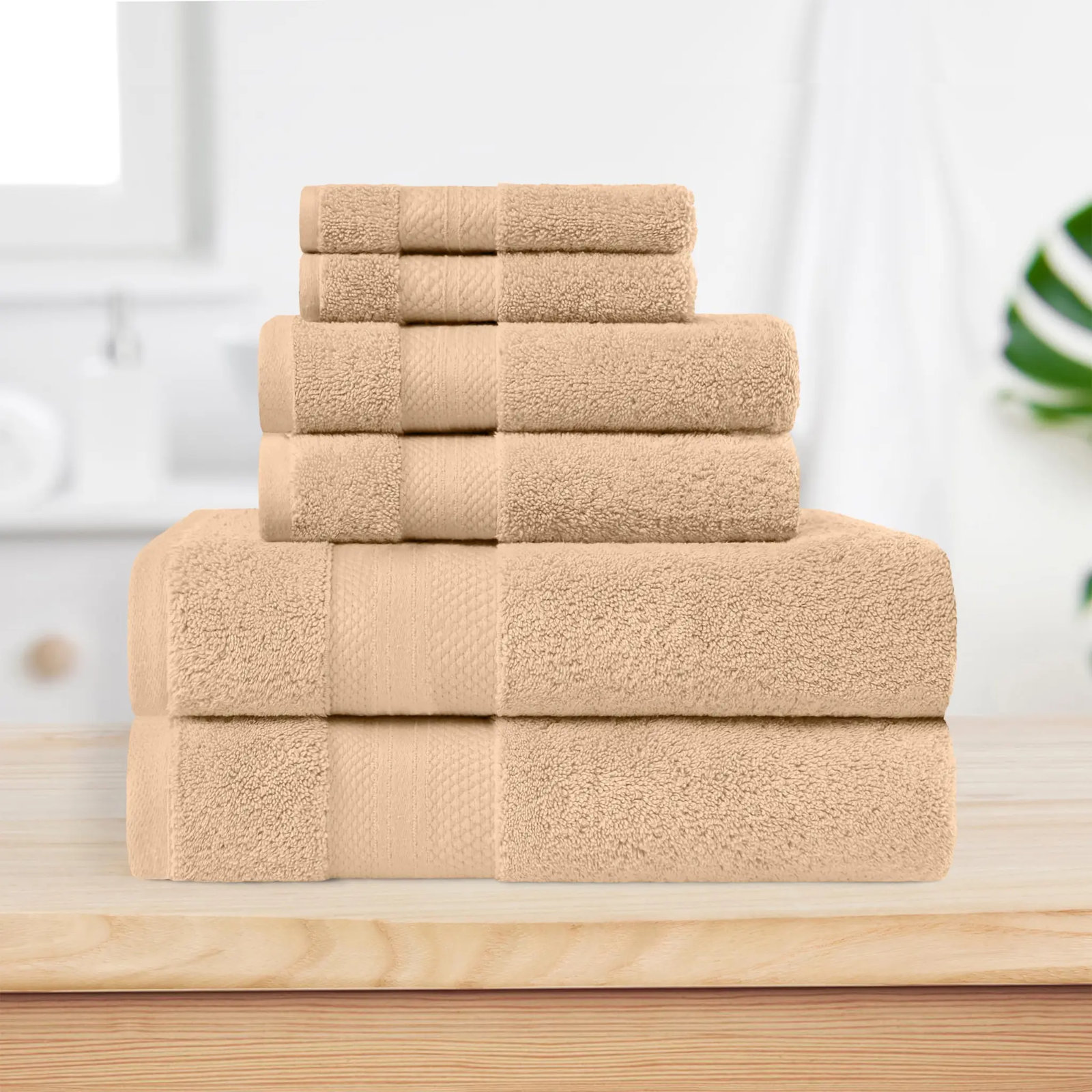 Finnian Ultra-Plush Heavyweight, 100% Turkish Towel Collection, Hazelnut, 6 Piece Towel Set