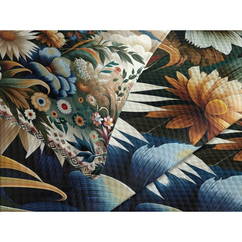Polyester Floral Coverlet, King Coverlet / Bedspread + 2 Standard Shams