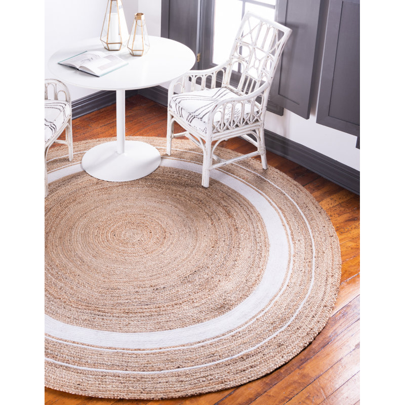 Tapis naturel tressé Lenard, Rond 3 pi 3 po, Natural/Beige