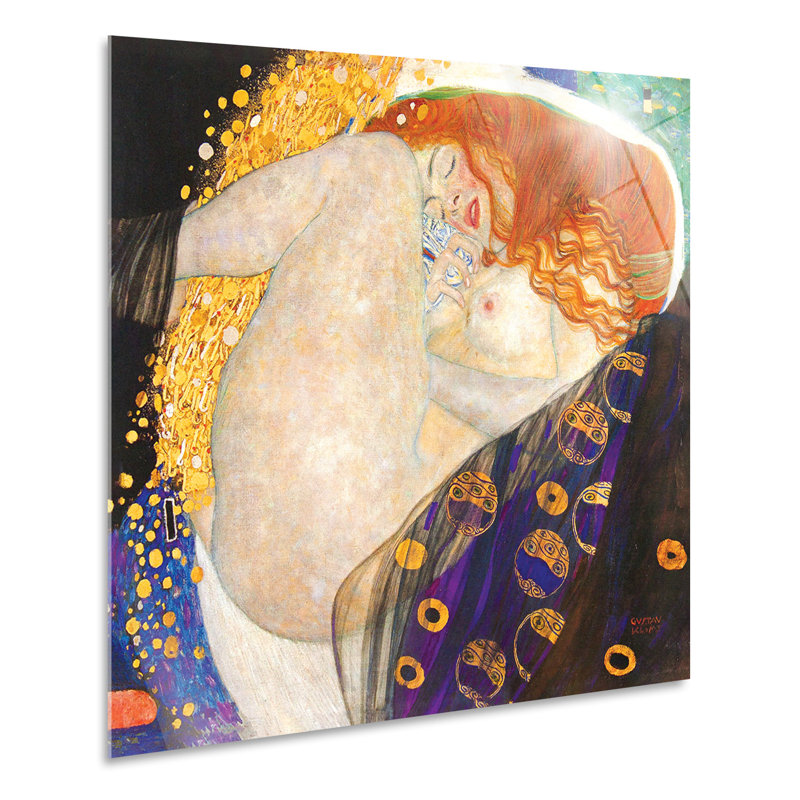 Danae by Gustav Klimt - No Frame Painting on Glass, 65cm H x 65cm W