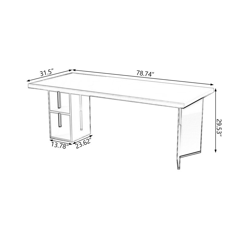 Bureaux rectangulaires noirs en bois massif, H 29,53 po x l 78,74 po x P 31,5 po