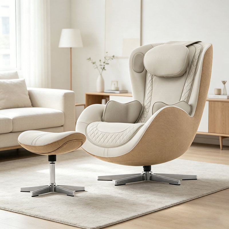 Fauteuil de massage chauffant Nouhaus Nou Campo, Blanc sureau