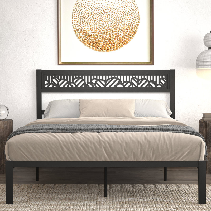 Charin Metal Platform Bed, Full, Black