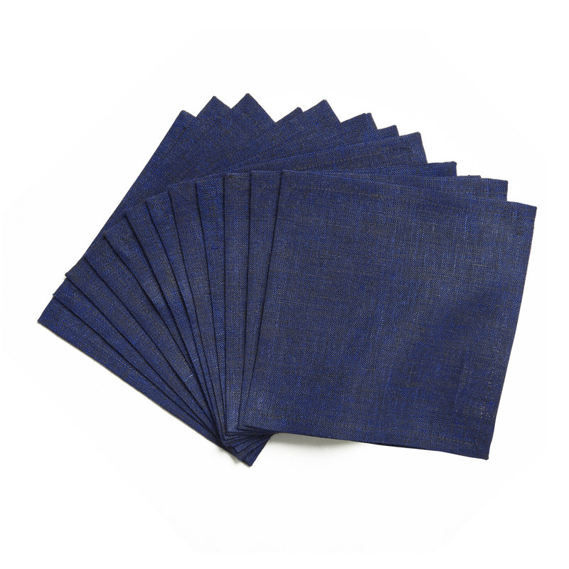 100% Pure Linen Cocktail Napkins - Athena, Chambray Navy