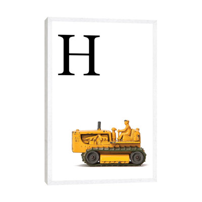 H Bulldozer Yellow White Letter - Print on Canvas