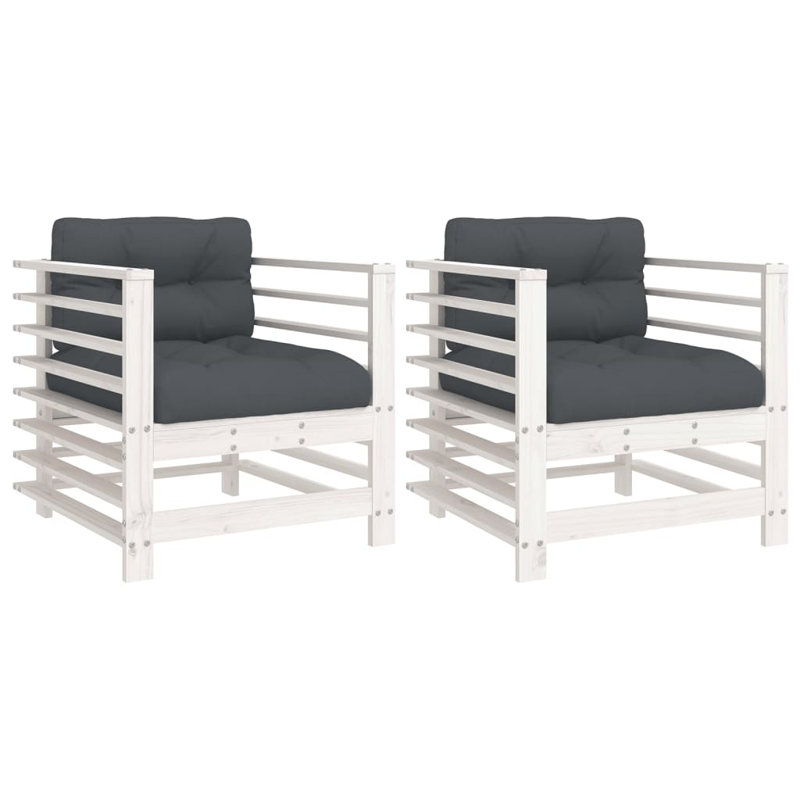 Chaise de patio avec coussins Sawiki, Anthracite, Blanc