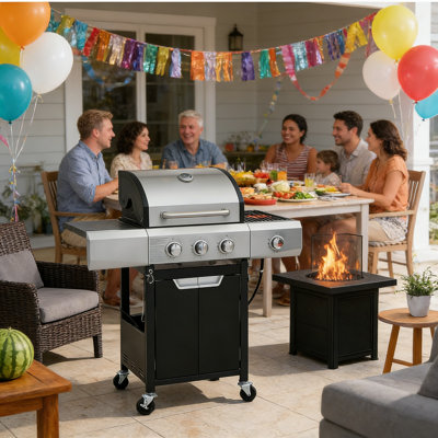 36,000 Btu Stainless Steel Burner Barbecue Grill, 3 Burner Bbq Propane Gas Grill