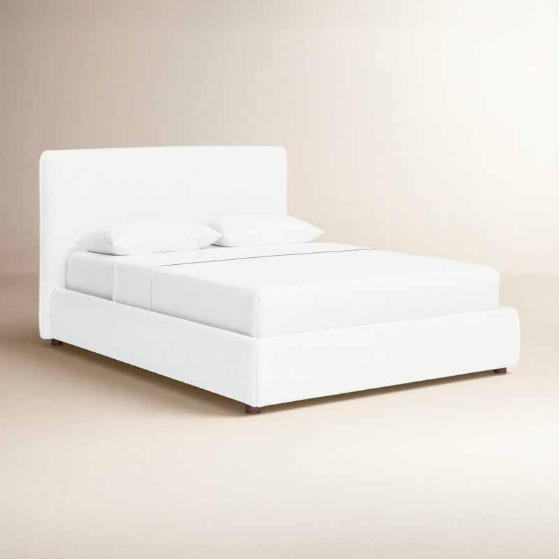 Callahan Upholstered Bed, Ivory Linen, Queen