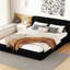Grand lit plateforme tapissier en noir - construction fiable pour une nuit de repos-384606772