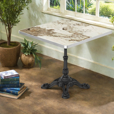 Tables de patio robustes, marbre fritté de 31,5 po, salle à manger d'extérieur moderne