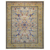 Hand Knotted Wool Area Rug in Beige And Yellow