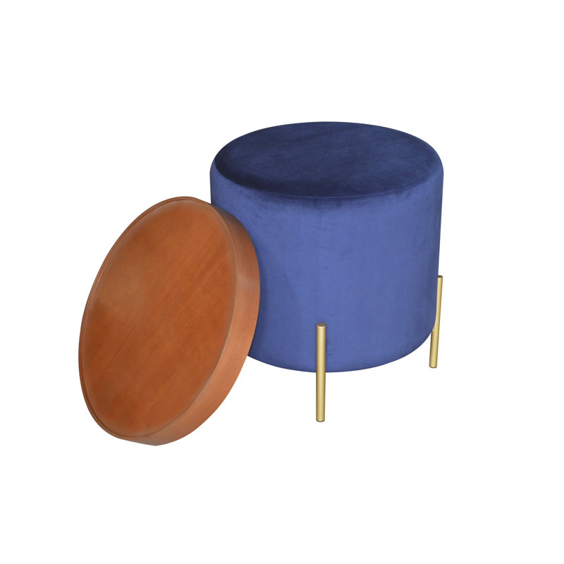 Connell 43cm Wide Round Solid Colour Standard Ottoman