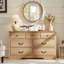 Ensemble de chambre à coucher de style champêtre comprenant une commode à 7 tiroirs et 2 tables de chevet-2102605565