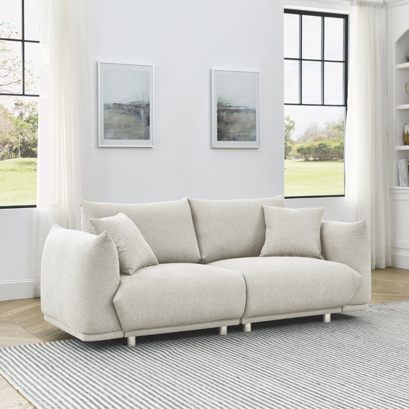 Hassi Upholstered 88'' Loveseat, 31" H x 78.25" W x 35" D, Beige 100% Polyester