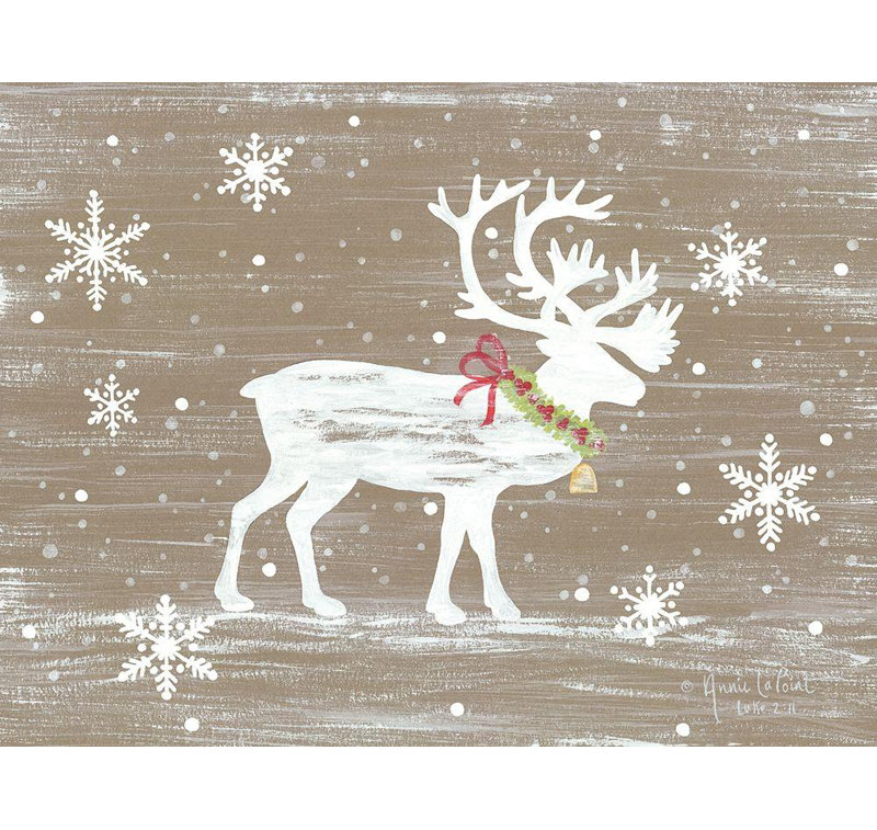 «The Holiday Aisle® Lapoint», art sur toile tendue par Annie Gallery: Snowy Reindeer ALP1896, H 36 po x l 46 po