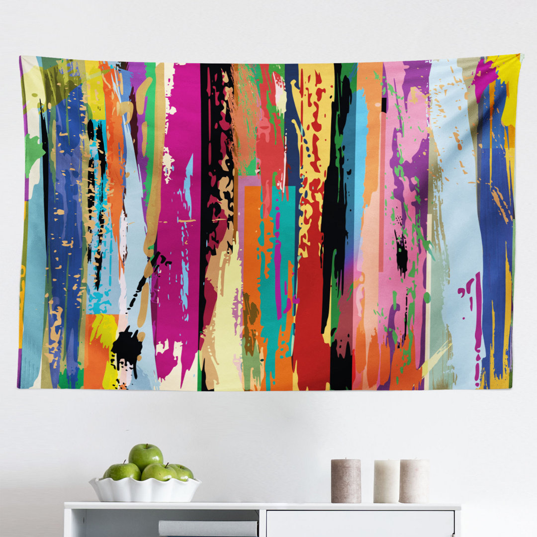 Wandbehang Buntes Expressionistisches Kunstwerk Lebendiges Regenbogen Design Gefärbtes Muster