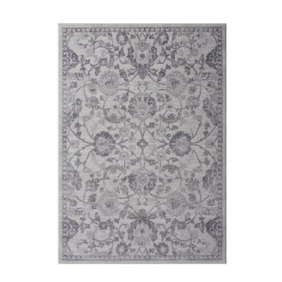Loom & Area Rug 5x7 Grey/silver/ - Stain , Non-shedding For Home Office, Dorm Room High-traffic ,