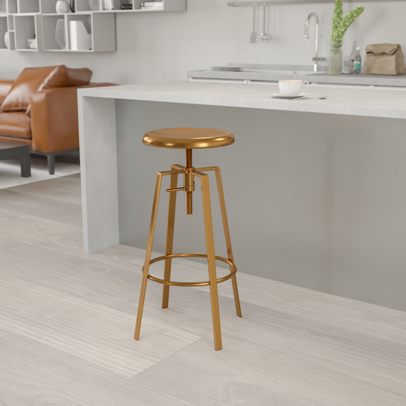 Tabouret de bar pivotant à hauteur réglable Lukachukai, Doré