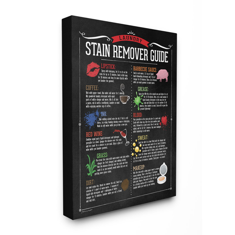 «Laundry Stain Remover Guide» par Stephanie Workman Marrott - impression d'art textuel, H 30 po x l 24 po x P 1,5 po