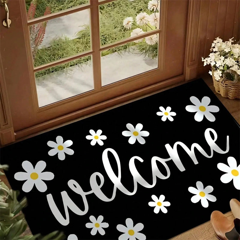 Tapis d'entrée en polyester antidérapant à séchage rapide avec support en PVC pour salle de bain 1pc