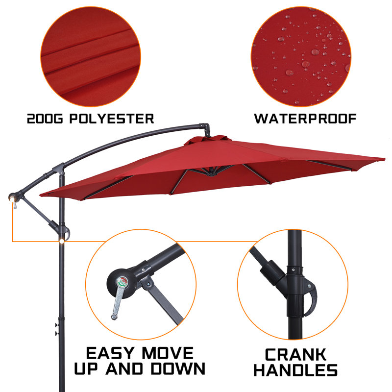 Parasol en porte-à-faux 10 pi Erbe, Rouge