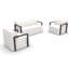 Ensemble de patio moderne 4 pièces en aluminium à structure ouverte, comprenant des chaises et un canapé deux places rembourrés avec coussins Sunbrella-334225429-334225424