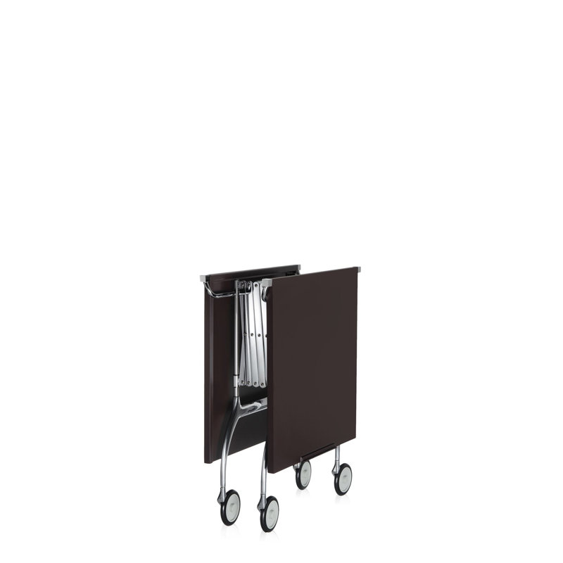 Battista Metal Bar Cart with Wheels, Matte Plum