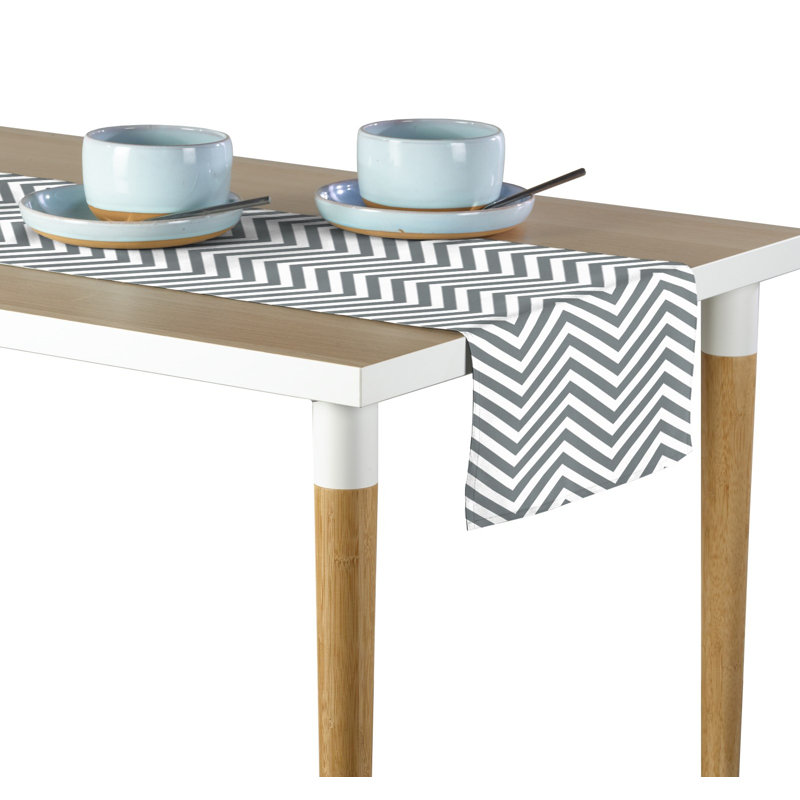 Mccandless Chevron Milliken Signature Table Runner, 108" L x 14" W, Gray