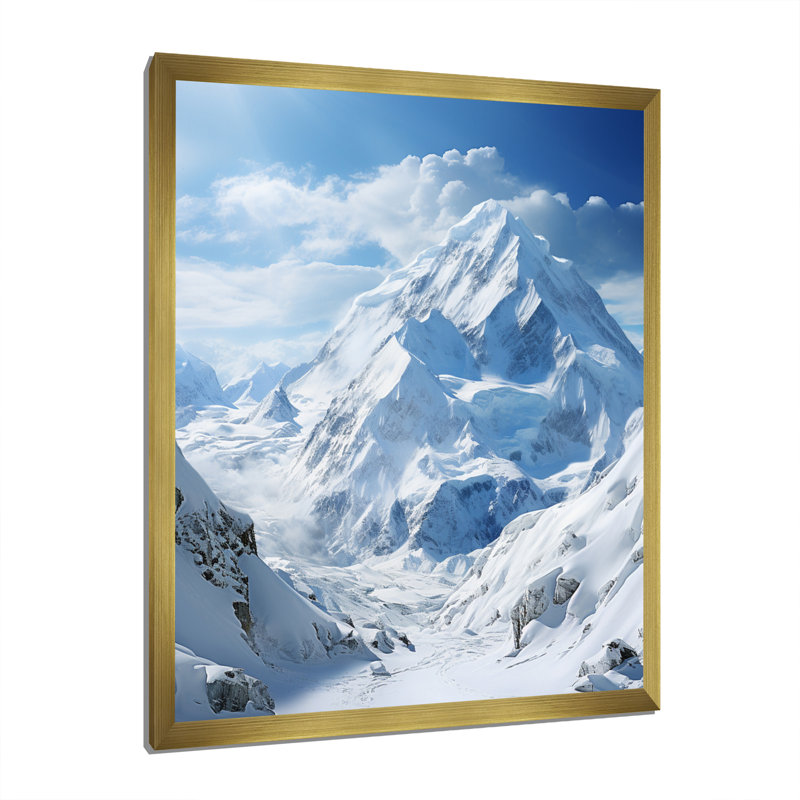 Winter Snowy Peaks III - Paysages, reproduction d'art sur toile, H 40 po x l 30 po x P 1,5 po, Cadre doré à une seule photo