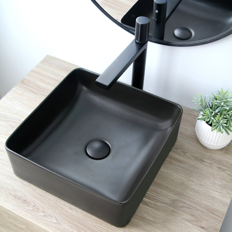 STYLISH Opulence Lush 14-1/2"L Square Vessel Sink, Black