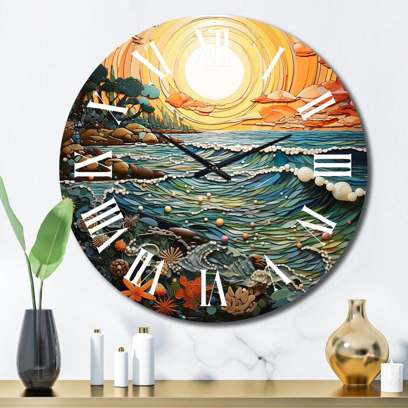 Beach Surf And Turf I Wall Clock, Large