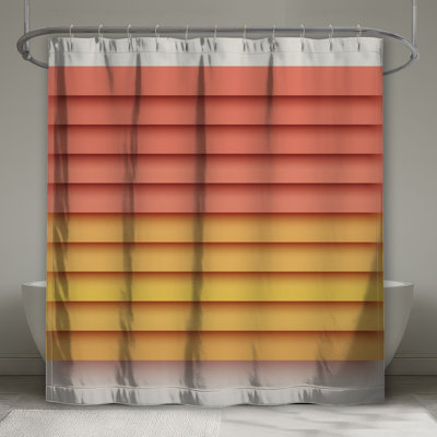 Red Yellow Horizontal Stripes Shower Curtains Extra Long