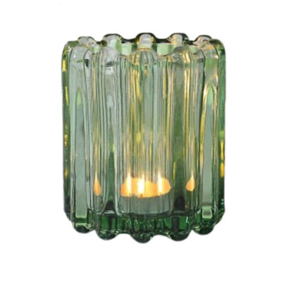 6 porte-bougies votives en verre vert